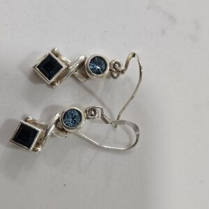 Sterling Silver Blue Crystal Drop Earrings